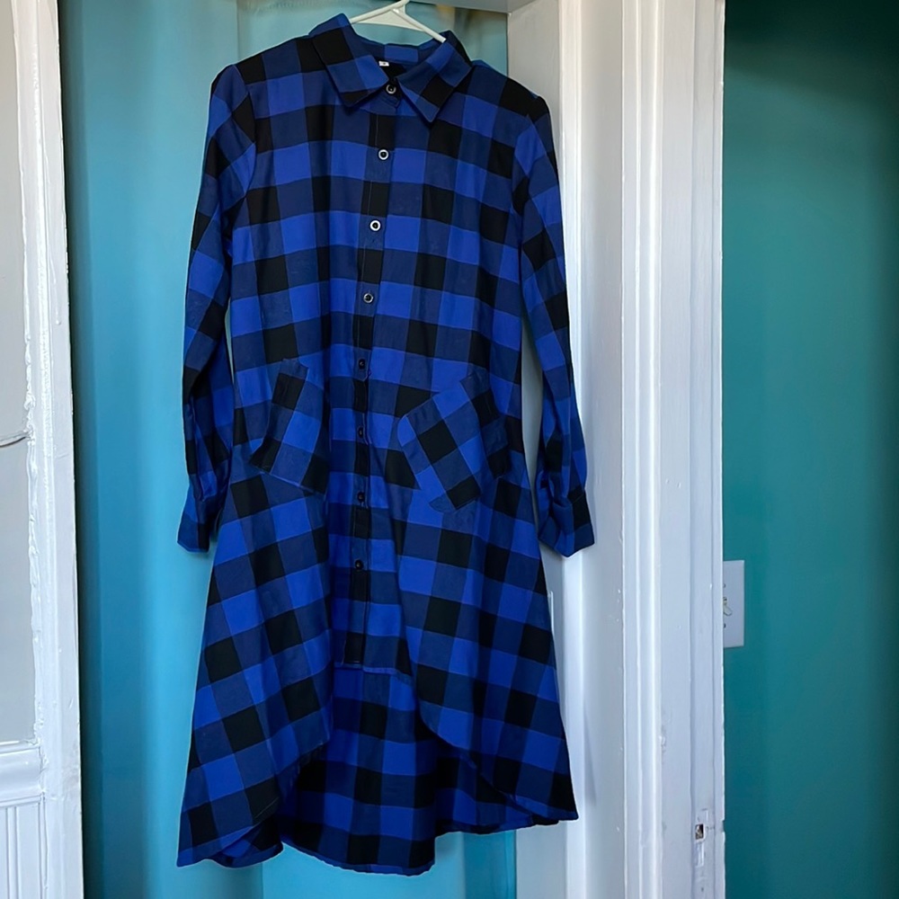 Blue & black checkered dress